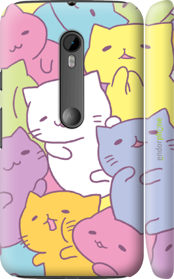 

3D пластиковий матовий чохол "Кошенята " для Motorola Moto G3, Білий