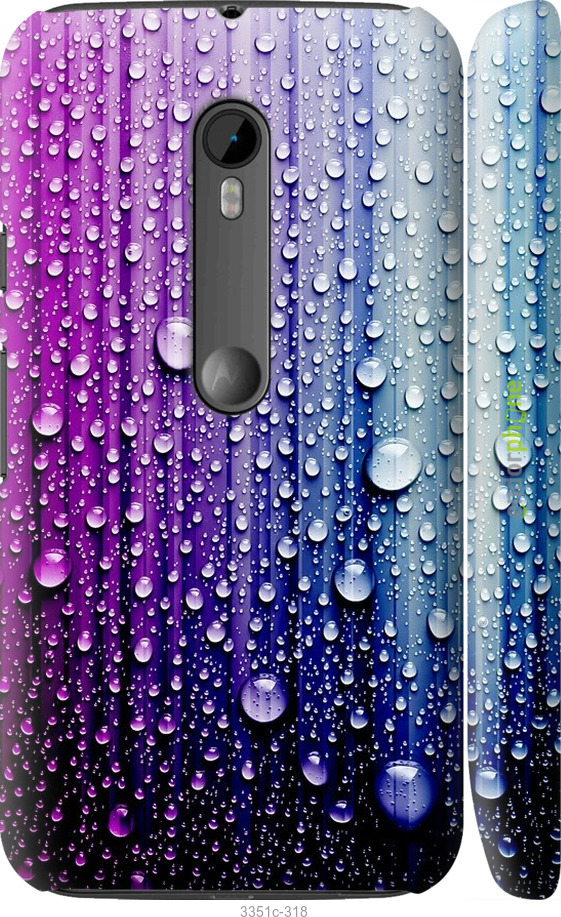 

3D пластиковий матовий чохол "Краплини води" для Motorola Moto G3, Синій