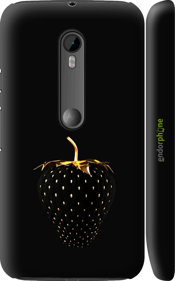

3D пластиковий матовий чохол "Чорна полуниця" для Motorola Moto G3, Чорний