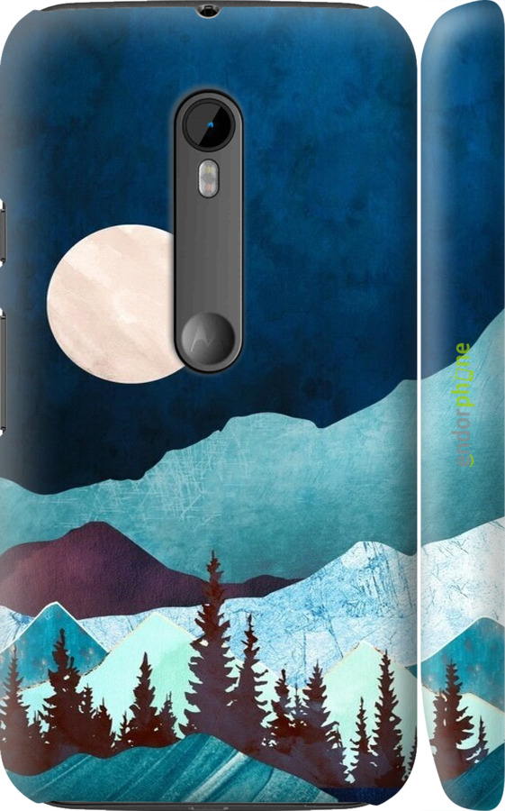 3D пластиковый матовый чехол Горная идиллия ночной пейзаж для Motorola Moto G3 - 6488m-318 изображение 