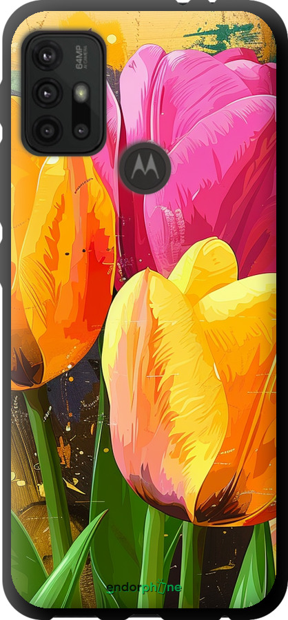 TPU чехол Нарисованные тюльпаны для Motorola Moto G10 - 5990b-2319 изображение 