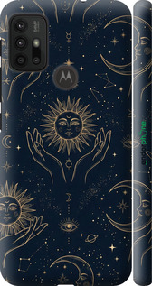 3D пластиковый матовый чехол Celestial Harmony: Sun & Moon Gold Mystic Pattern для Motorola Moto G30 - 6778m-2320 изображение 