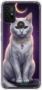 Силикон с усиленными углами чехол Mystic White Cat Gothic Dark Purple Gold для Motorola Moto G10 - 6805sp-2319 изображение 