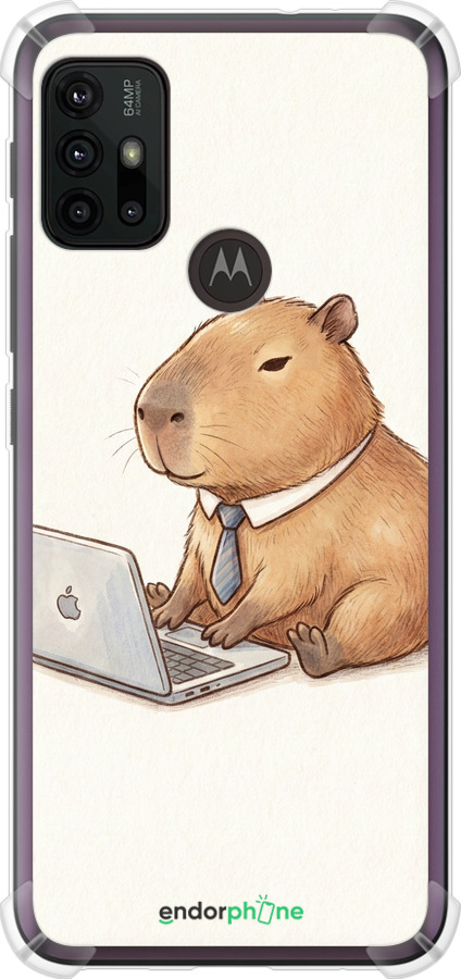 Силикон с усиленными углами чехол Funny Capybara CEO Working для Motorola Moto G10 - 6777sp-2319 изображение 