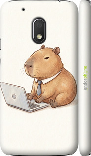 3D пластиковый матовый чехол Funny Capybara CEO Working для Motorola Moto G4 Play - 6777m-860 изображение 