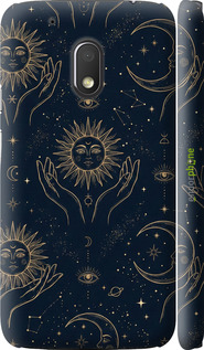 3D пластиковый матовый чехол Celestial Harmony: Sun & Moon Gold Mystic Pattern для Motorola Moto G4 Play - 6778m-860 изображение 