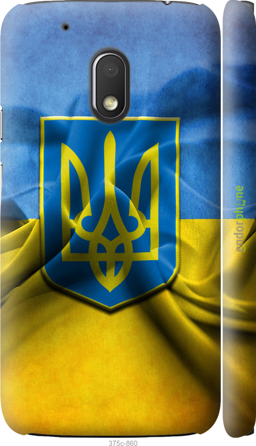 

3D пластиковий матовий чохол "Прапор та герб України" для Motorola Moto G4 Play, Блакитний