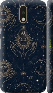 3D пластиковий матовий чехол Celestial Harmony: Sun & Moon Gold Mystic Pattern для Motorola MOTO G4 PLUS - 6778m-953 изображение 