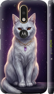 3D пластиковий глянцевий чехол Mystic White Cat Gothic Dark Purple Gold для Motorola MOTO G4 PLUS - 6805c-953 изображение 