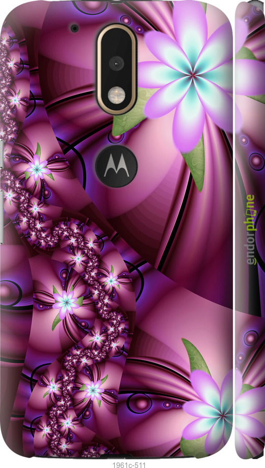 

3D пластиковий матовий чохол "Квіткова мозаїка" для Motorola MOTO G4, Рожевий