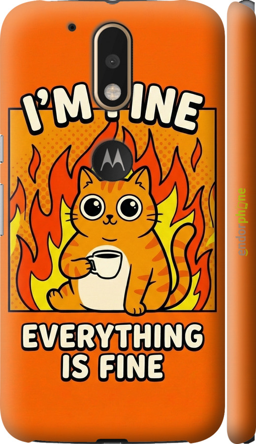 3D пластиковий матовий чехол Funny Cat для Motorola MOTO G4 - 6786m-511 изображение 