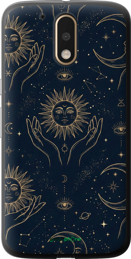 2D пластиковый чехол Celestial Harmony: Sun & Moon Gold Mystic Pattern для Motorola MOTO G4 PLUS - 6778t-953 изображение 