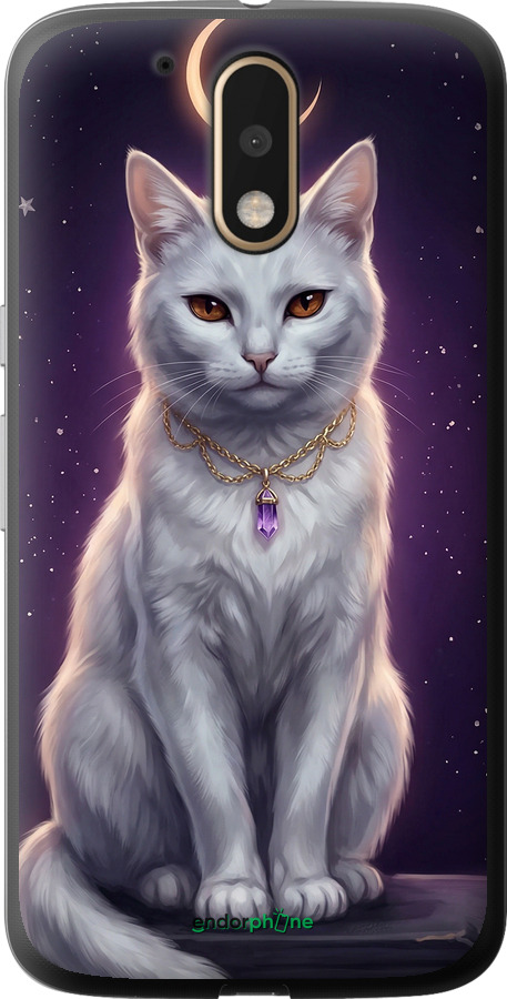 2D пластиковый чехол Mystic White Cat Gothic Dark Purple Gold для Motorola MOTO G4 PLUS - 6805t-953 изображение 