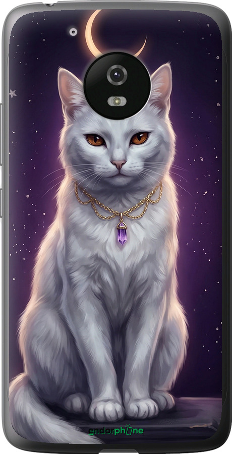 Силиконовый чехол Mystic White Cat Gothic Dark Purple Gold для Motorola Moto G5 - 6805u-832 изображение 