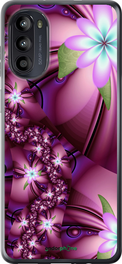 

Силіконовий чохол "Квіткова мозаїка" для Motorola Moto G52, Рожевий