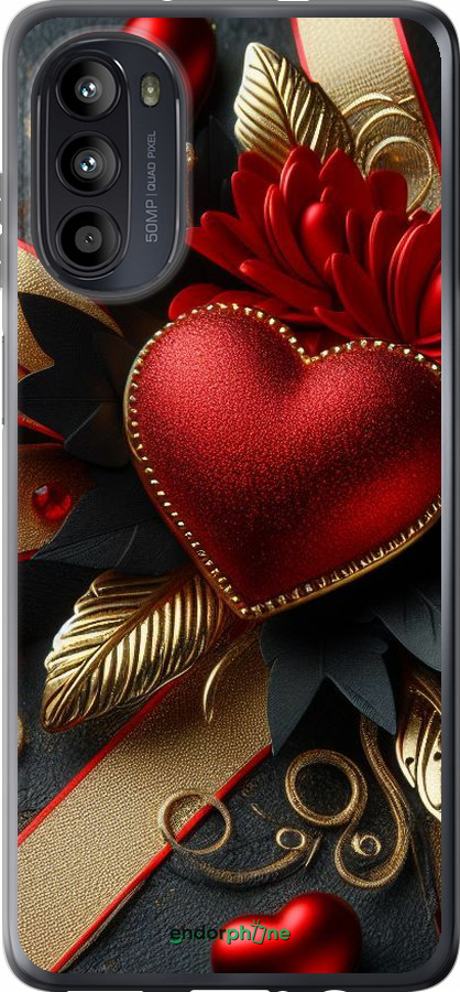 Силиконовый чехол Сердечки v2 для Motorola Moto G52 - 5832u-2691 изображение 