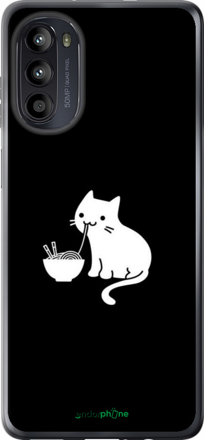 Силіконовий чехол Милий кіт на чорному фоні для Motorola Moto G52 - 6528u-2691 изображение 