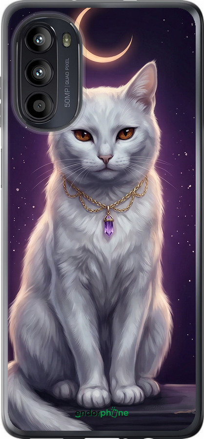 Силіконовий чехол Mystic White Cat Gothic Dark Purple Gold для Motorola Moto G52 - 6805u-2691 изображение 