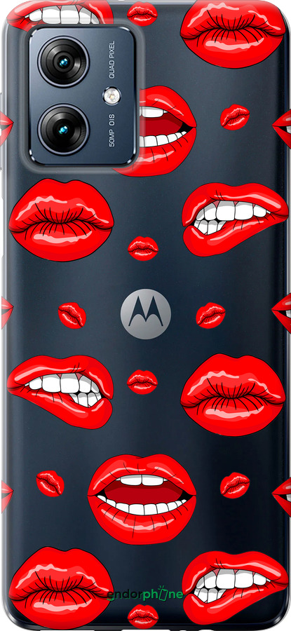 Силіконовий чехол Губи v3 для Motorola Moto G54 Power - 5477u-3897 изображение 