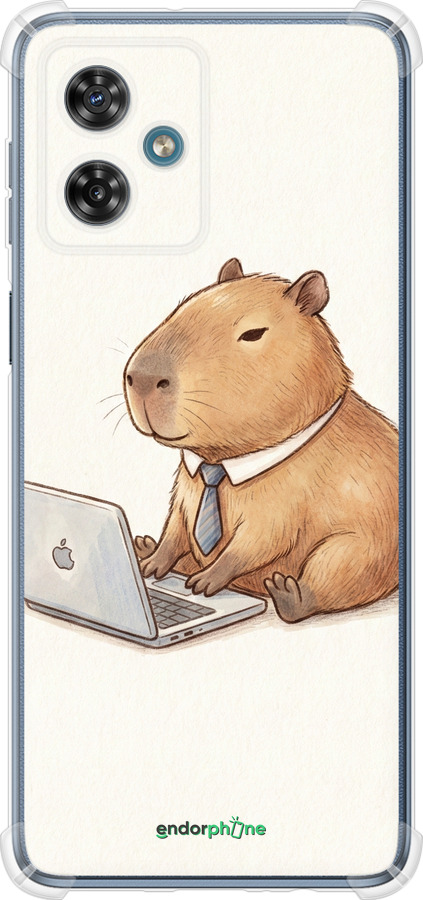 Силикон с усиленными углами чехол Funny Capybara CEO Working для Motorola Moto G54 - 6777sp-3339 изображение 