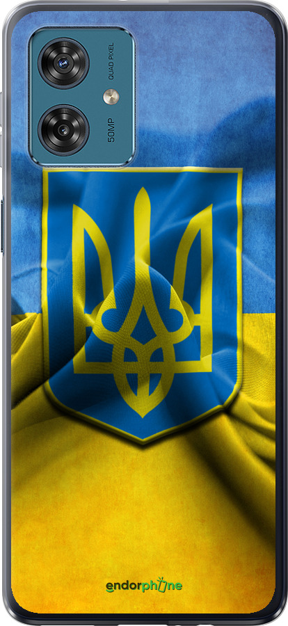 

Силіконовий чохол "Прапор та герб України" для Motorola Moto G54, Блакитний