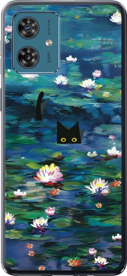 Силиконовый чехол Чехол с изображением водяных лилий Моне и кошек для Motorola Moto G54 - 6399u-3339 изображение 
