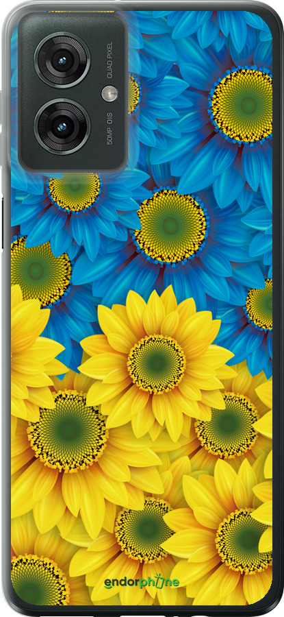 Силиконовый чехол Жёлто-голубые цветы для Motorola Moto G55 - 1048u-3843 изображение 