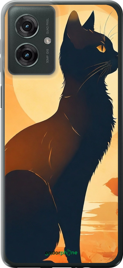 Силиконовый чехол Черная кошка v2 для Motorola Moto G55 - 5830u-3843 изображение 