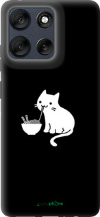 Силиконовый чехол С милым котом на черном фоне для Motorola Moto G56 - 6528u-4124 изображение 