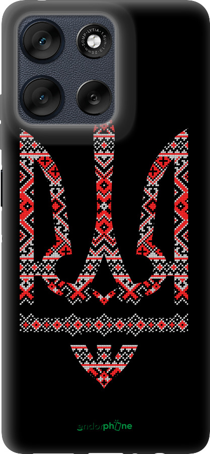 Силиконовый чехол Герб - вышиванка на черном фоне для Motorola Moto G56 - 1196u-4124 изображение 