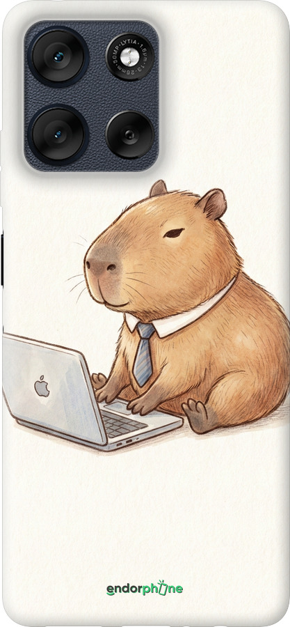 Силиконовый чехол Funny Capybara CEO Working для Motorola Moto G56 - 6777u-4124 изображение 