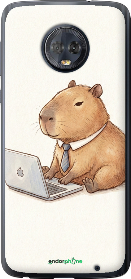 Силиконовый чехол Funny Capybara CEO Working для Motorola Moto G6 Plus - 6777u-976 изображение 