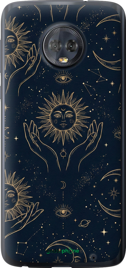 Силиконовый чехол Celestial Harmony: Sun & Moon Gold Mystic Pattern для Motorola Moto G6 Plus - 6778u-976 изображение 