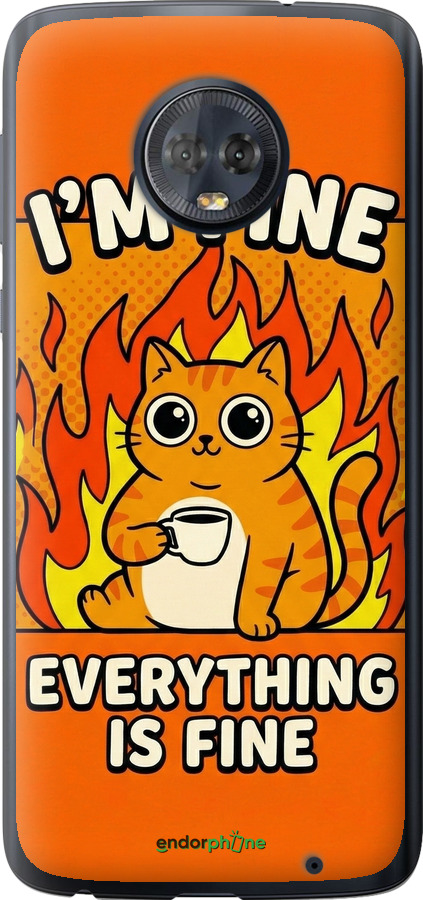 Силиконовый чехол Funny Cat для Motorola Moto G6 Plus - 6786u-976 изображение 