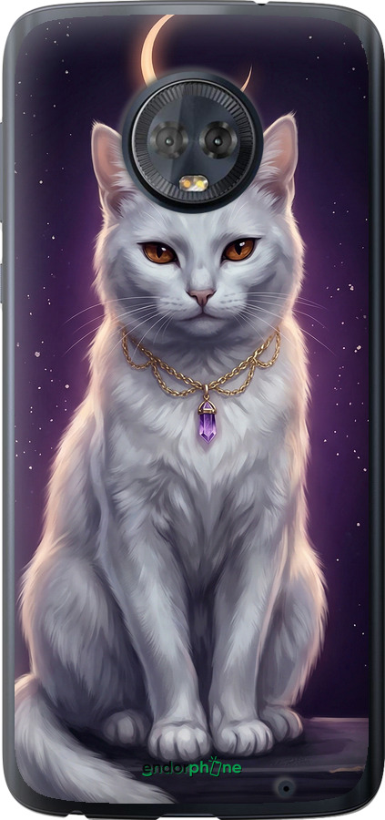 Силиконовый чехол Mystic White Cat Gothic Dark Purple Gold для Motorola Moto G6 Plus - 6805u-976 изображение 