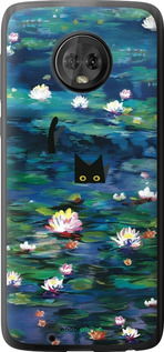 Силиконовый чехол Чехол с изображением водяных лилий Моне и кошек для Motorola Moto G6 - 6399u-982 изображение 