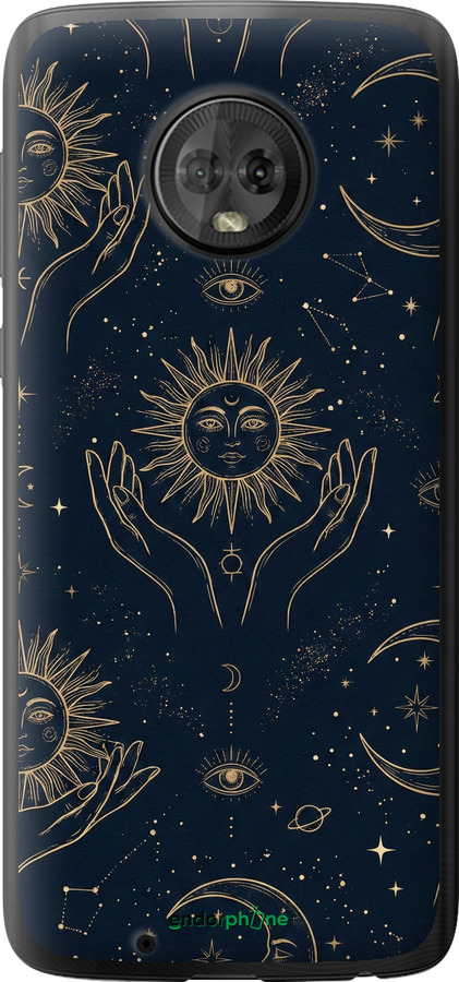 Силиконовый чехол Celestial Harmony: Sun & Moon Gold Mystic Pattern для Motorola Moto G6 - 6778u-982 изображение 