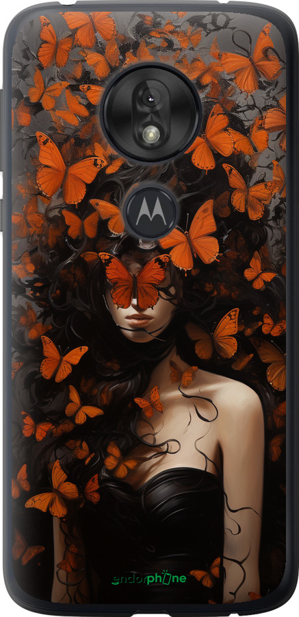 Силиконовый чехол Девушка с оранжевыми бабочками для Motorola Moto G7 Play - 5941u-1656 изображение 