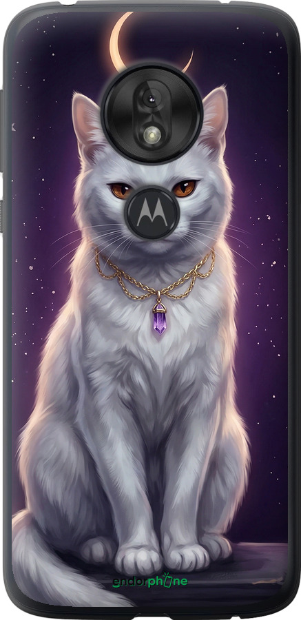 Силиконовый чехол Mystic White Cat Gothic Dark Purple Gold для Motorola Moto G7 Play - 6805u-1656 изображение 