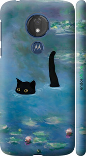 3D пластиковий матовий чехол Із зображенням кота та водяної лілії Monet для Motorola Moto G7 Power - 6519m-1657 изображение 