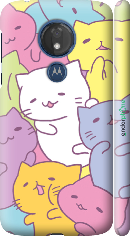 

3D пластиковий матовий чохол "Кошенята " для Motorola Moto G7 Power, Білий