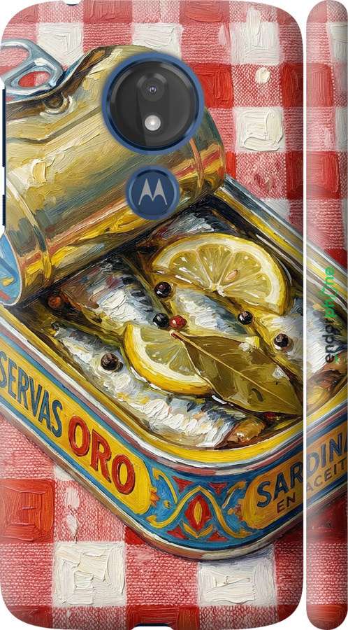 3D пластиковый матовый чехол Vintage Sardine Tin Phone для Motorola Moto G7 Power - 6772m-1657 изображение 