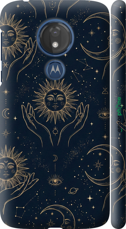 3D пластиковий матовий чехол Celestial Harmony: Sun & Moon Gold Mystic Pattern для Motorola Moto G7 Power - 6778m-1657 изображение 