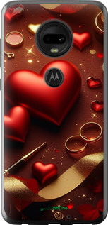 Силиконовый чехол Сердечки v3 для Motorola Moto G7 - 5833u-1614 изображение 