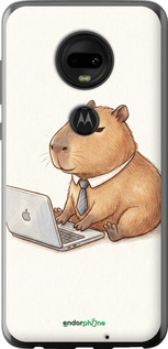 Силиконовый чехол Funny Capybara CEO Working для Motorola Moto G7 - 6777u-1614 изображение 