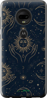 Силиконовый чехол 'Celestial Harmony: Sun & Moon Gold Mystic Pattern' для Motorola Moto G7 изображение 3