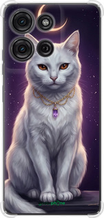 Силикон с усиленными углами чехол Mystic White Cat Gothic Dark Purple Gold для Motorola Moto G75 5G - 6805sp-3890 изображение 