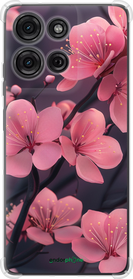 Силикон с усиленными углами чехол Пурпурная сакура для Motorola Moto G75 5G - 6075sp-3890 изображение 