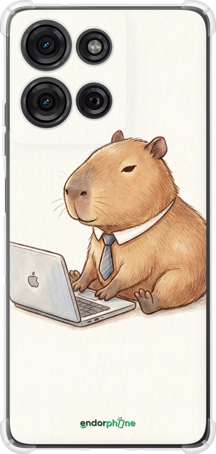 Силикон с усиленными углами чехол Funny Capybara CEO Working для Motorola Moto G75 5G - 6777sp-3890 изображение 