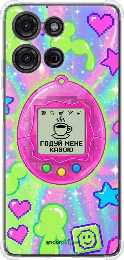 Силикон с усиленными углами чехол Y2K Aesthetic Retro Pet: Годуй мене кавою для Motorola Moto G75 5G - 6784sp-3890 изображение 